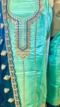 SAHELI AX54 UNSTITCHED SUIT FABRIC - FREE SIZE, AQUA