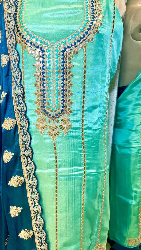 SAHELI AX54 UNSTITCHED SUIT FABRIC - FREE SIZE, AQUA
