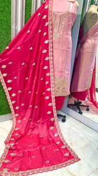 SAHELI AX54 UNSTITCHED SUIT FABRIC - FREE SIZE, BABY PINK