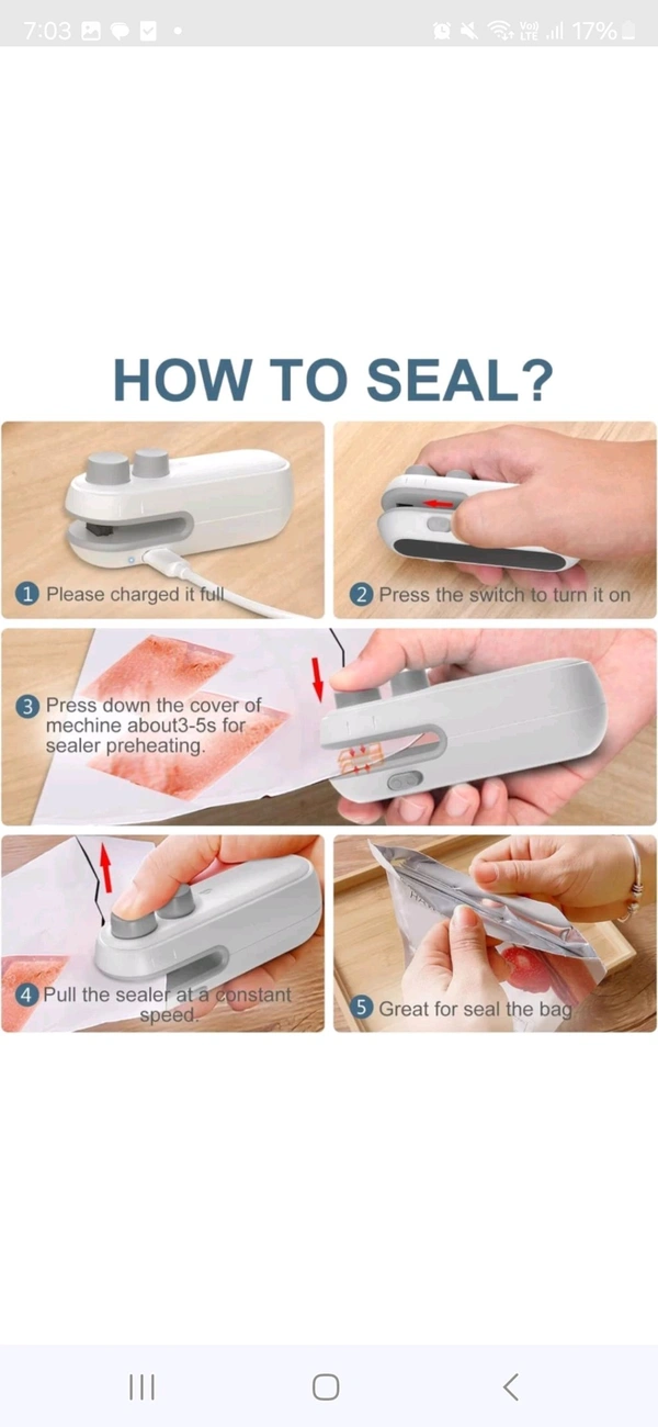 Potable Mini Sealing Machine - White, 8 Inges