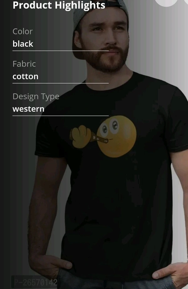 Blue T Shirt  - Black, L
