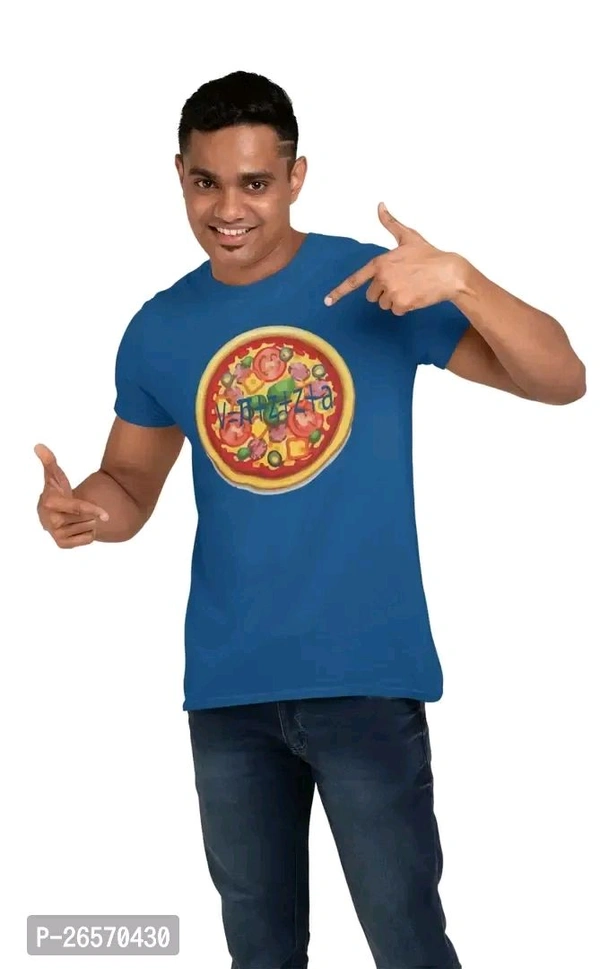 Blue Cotton Western T Shirt  - Blue, L