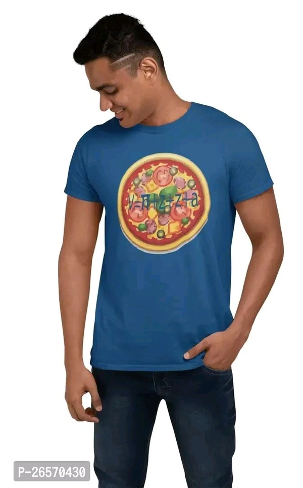 Blue Cotton Western T Shirt  - Blue, Xl