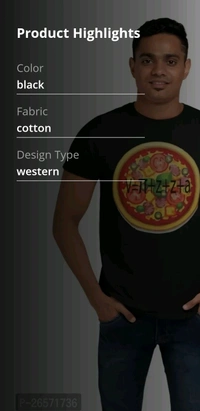 Blue Cotton Western T Shirt  - Black, Xl
