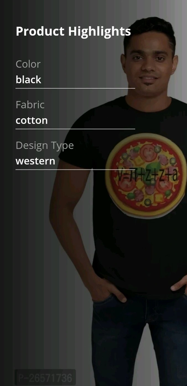 Blue Cotton Western T Shirt  - Black, Xl