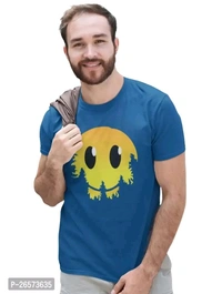 Blue Cotton Western T Shirt  - Blue, S