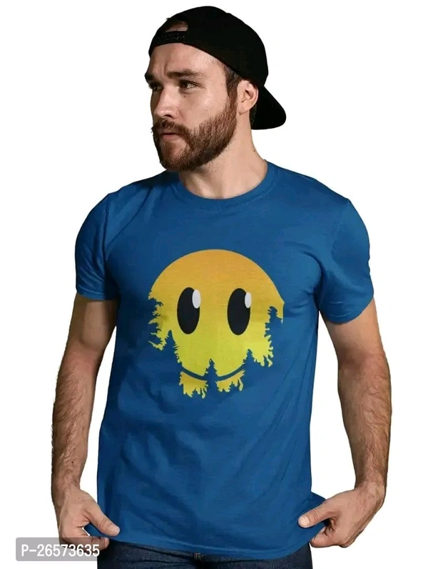 Blue Cotton Western T Shirt  - Blue, S