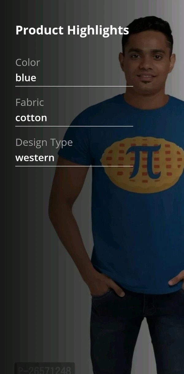 Blue Cotton Western T Shirt  - Xl