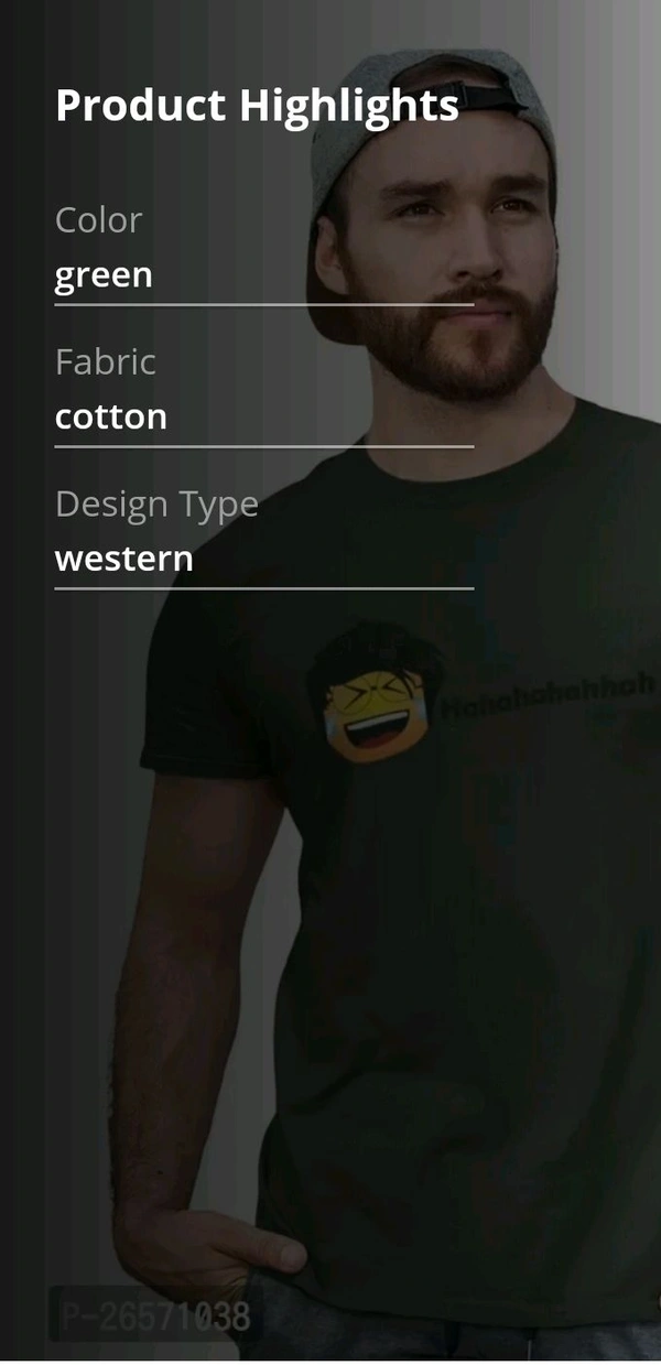 Green Cotton T Shirt  - L