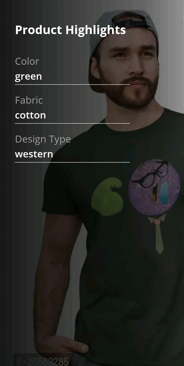Green Cotton T Shirt  - L