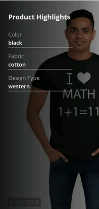 Black Cotten T Shirt  - M
