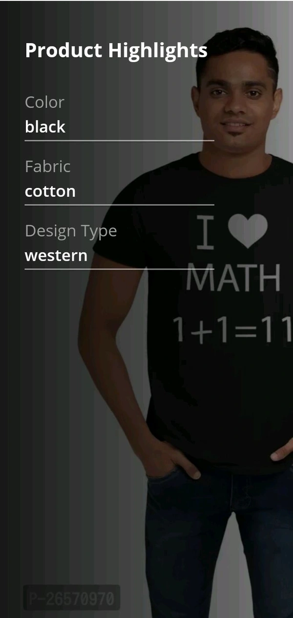 Black Cotten T Shirt  - M