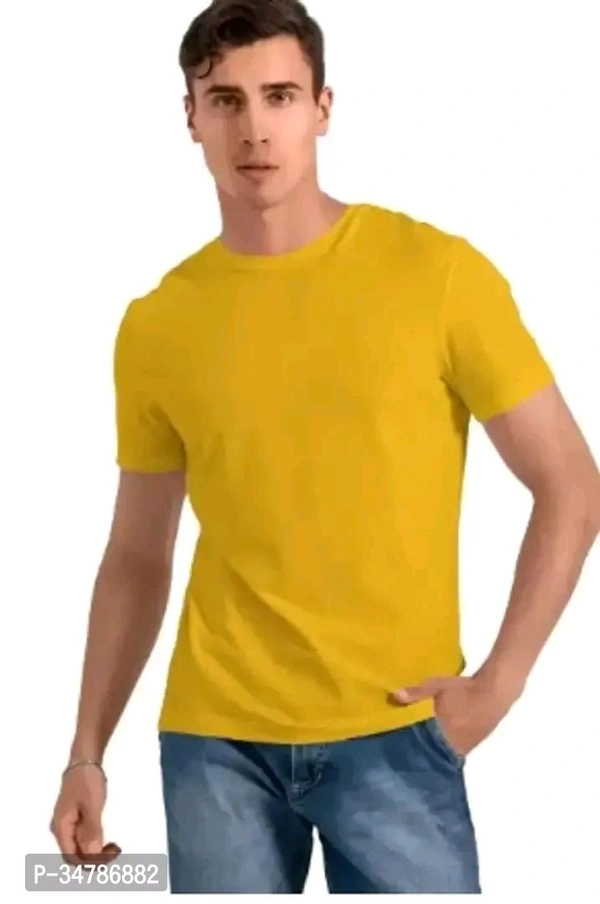 Yellow Polyester Blend Tees T Shirt For Man - 2xl