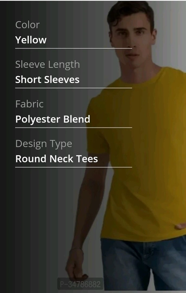 Yellow Polyester Blend Tees T Shirt For Man - 2xl