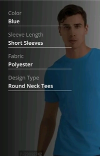 Blue Polyester Blend Tees T Shirt For Man - M