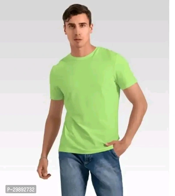 Green Polyester Blend Tees T Shirt For Man - L