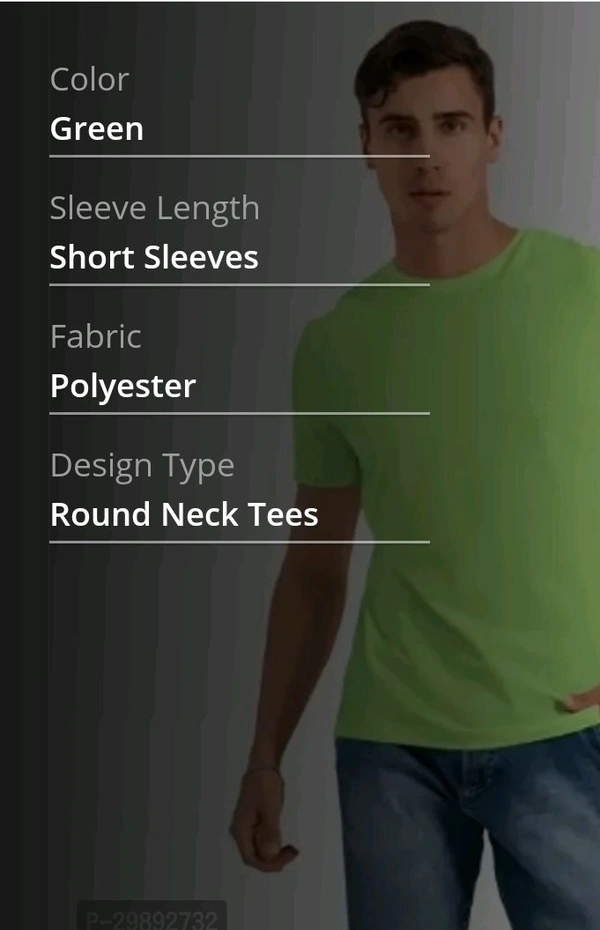 Green Polyester Blend Tees T Shirt For Man - L