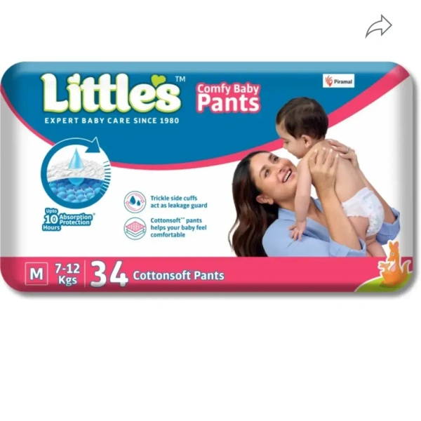 Little Comfy Baby Pants Medium 34 Count -M-size