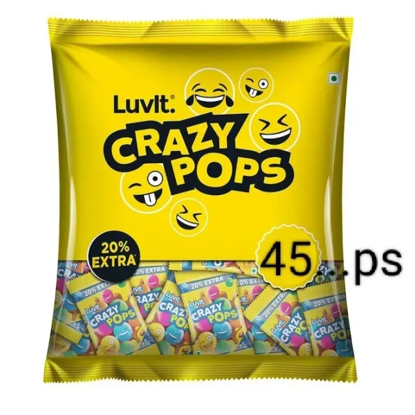 Luvlt Crazypops / Button Shaped Treats 45 × 9.1g Chocolate Skittles (409.5g )