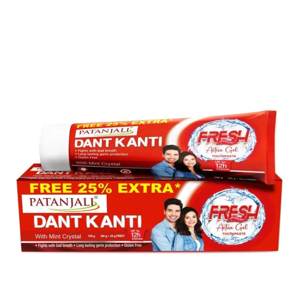 Patanjali Dant Kanti Fresh Active Gel Toothpaste 80g+20g Free