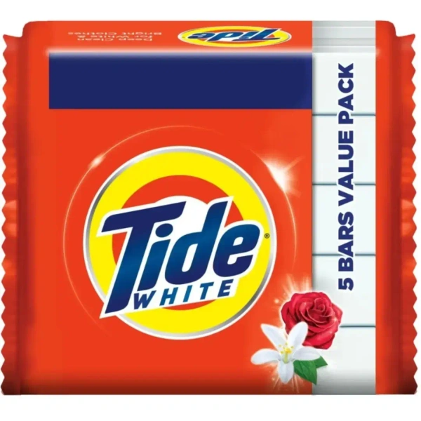 Tide White Detergent Bar Soap Pack 200gms×5(Buy 4 Get 1)1000g