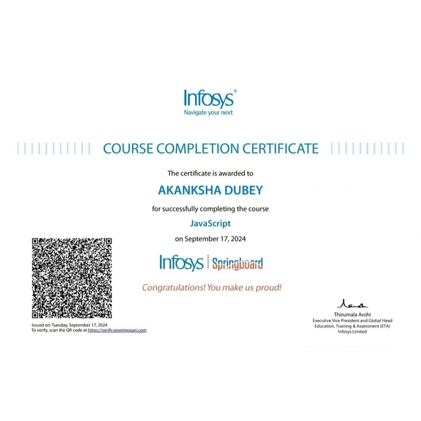 INFOSYS CERTIFICATES AVAILABLE - Java