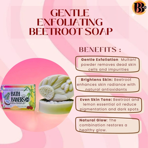 Gentle Exfoliation with Multani mitti and Beetroot, Handmade Soap