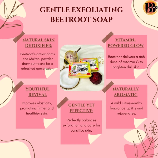 Gentle Exfoliation with Multani mitti and Beetroot, Handmade Soap