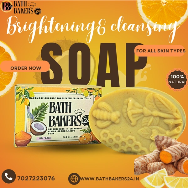 Brightening & Cleansing Lemon, Orange, Haldi and Cold Pressed Coconut Oil Soap