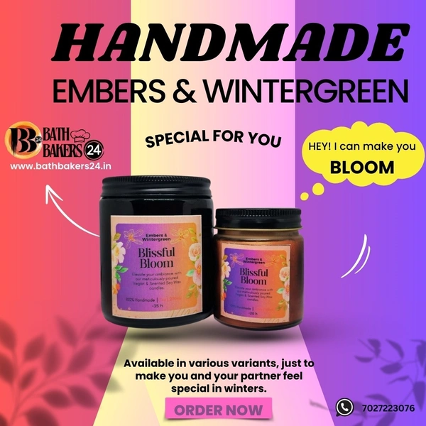 Embers & Wintergreen Handmade Scented Soya Wax Candle