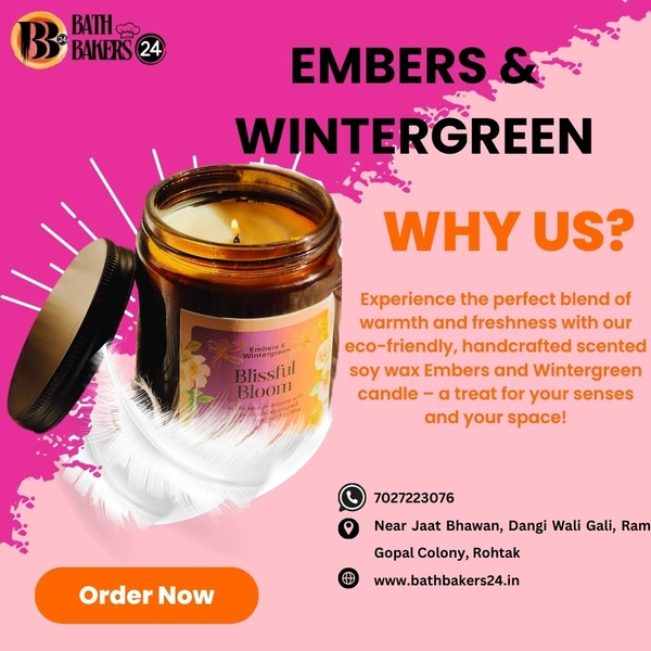 Embers & Wintergreen Handmade Scented Soya Wax Candle