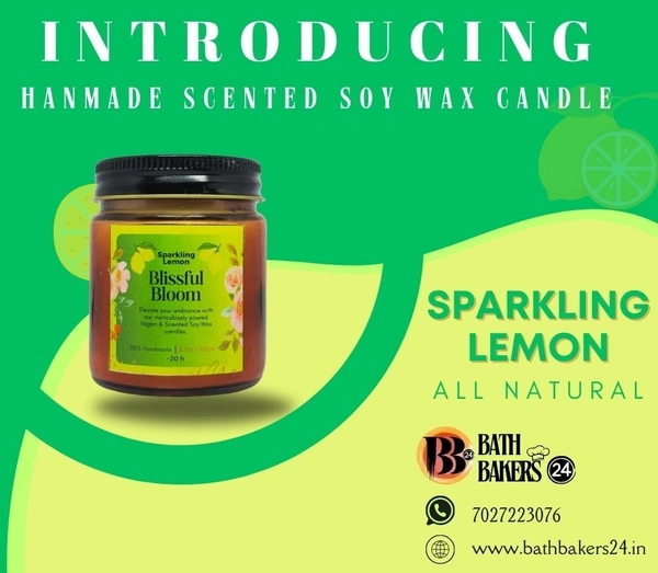 Sparkling Lemon Handmade Scented Soya Wax Candles