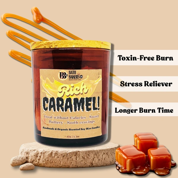 Rich Caramel Scented Soy Wax Candle - 150g