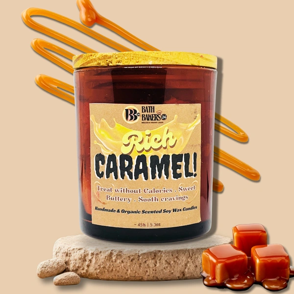 Rich Caramel Scented Soy Wax Candle - 150g