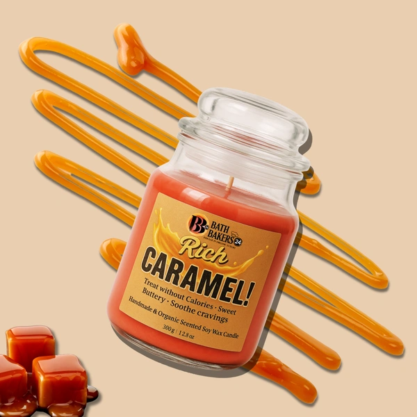 Rich Caramel Scented Soy Wax Candle - 80g
