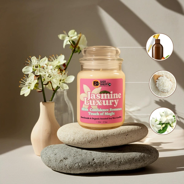 Jasmine Luxury Scented Soy Wax Candle - 80g