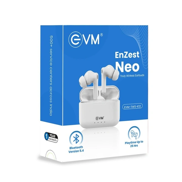 EVM Enzest NEO Truly Wireless Earbuds White l 1-Year Warranty 