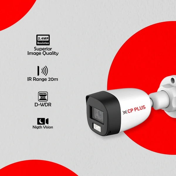 CP-Plus 2.4MP Regular Hybrid HD Bullet 3.6mm With Audio Camera  