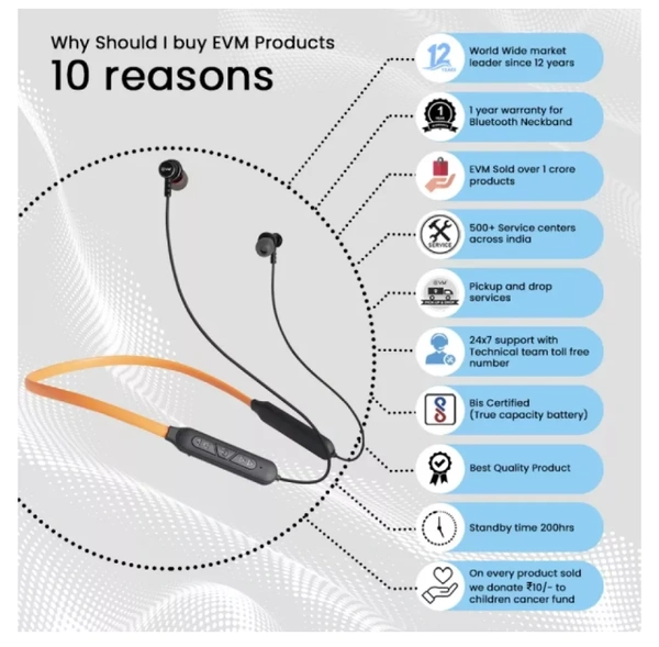 EVM NB 027 Bluetooth Neckband Earphone Ensport