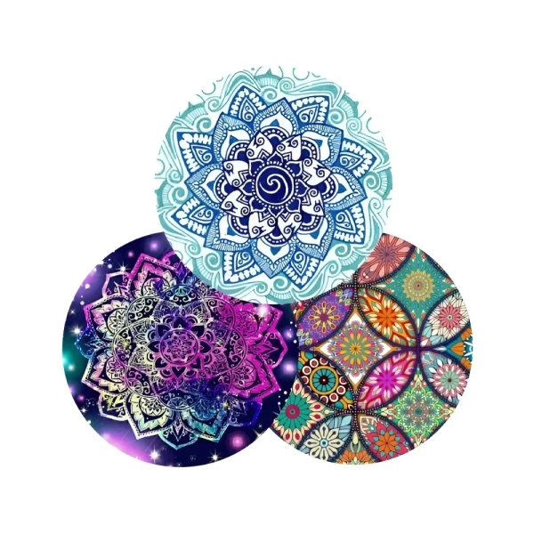 Mouse Pad 8 Inch Mandala G7 Round - Cyan Aqua