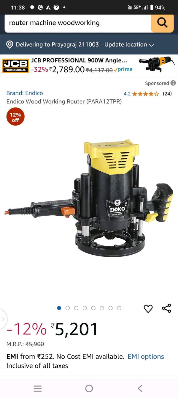 Endico Co. Router Machine  - Yellow
