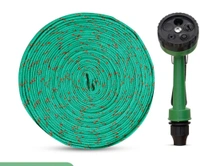Roots and Leaf co. 10 Metres braided hose pipe with nozzle sprayer and snep -in connector - Pine Green