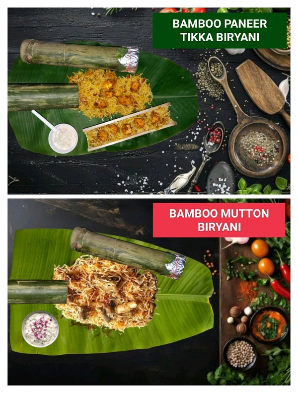 BAMBOO PANEER TIKKA BIRYANI AND BAMBOO MUTTON BIRYANI