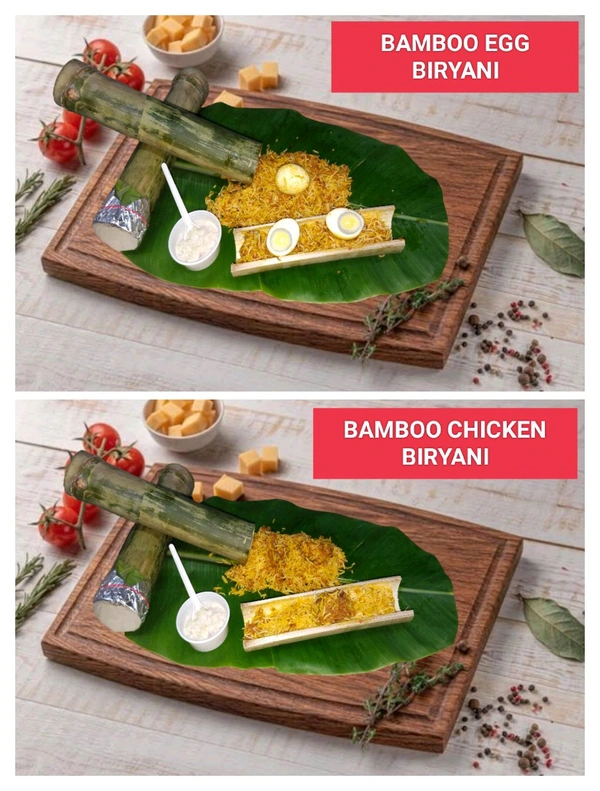BAMBOO EGG BIRYANI AND BAMBOO CHICKEN BIRYANI