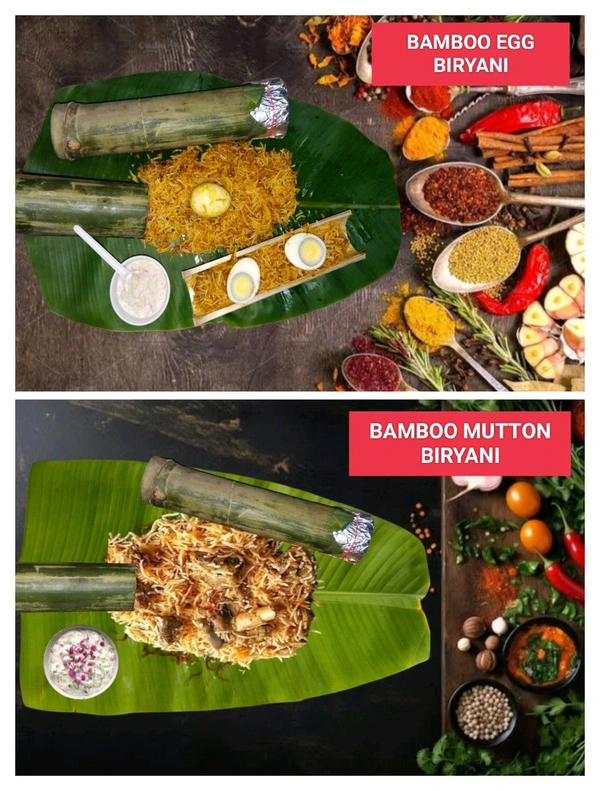 BAMBOO EGG BIRYANI AND BAMBOO MUTTON BIRYANI