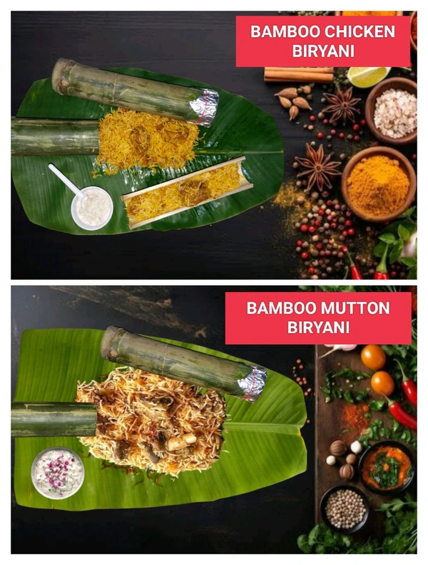 BAMBOO CHICKEN BIRYANI AND BAMBOO MUTTON BIRYANI