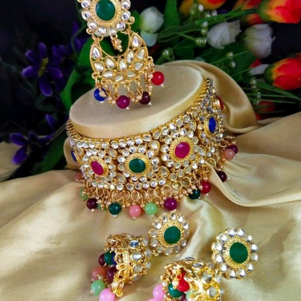 Anushka Necklace Set - Red, Free Size