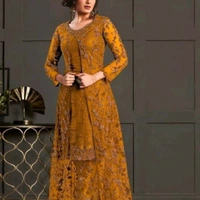 Shitrareka Semi-Stitched Suits - Mustard, Free Size