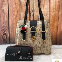 Elite Handbags Set - Khaki/Black