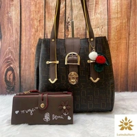 Elite Handbags Set - Khaki/Black